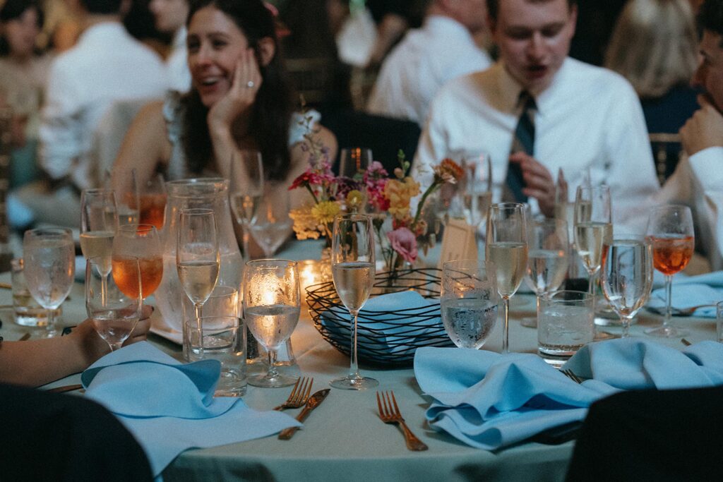 Guests enjoying their dinner at the reception.